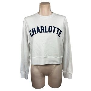 NWT- OKAICOS “Charlotte” White Cotton French Terry Sweatshirt Medium